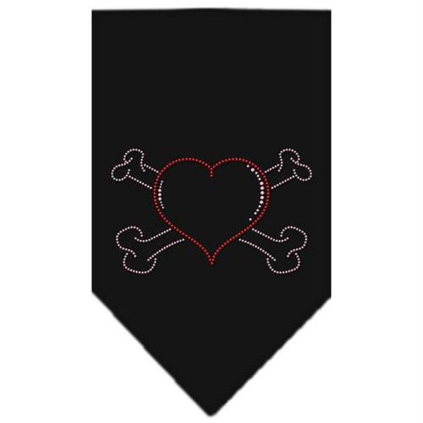 Unconditional Love Heart Crossbone Rhinestone Bandana Black Large UN802698